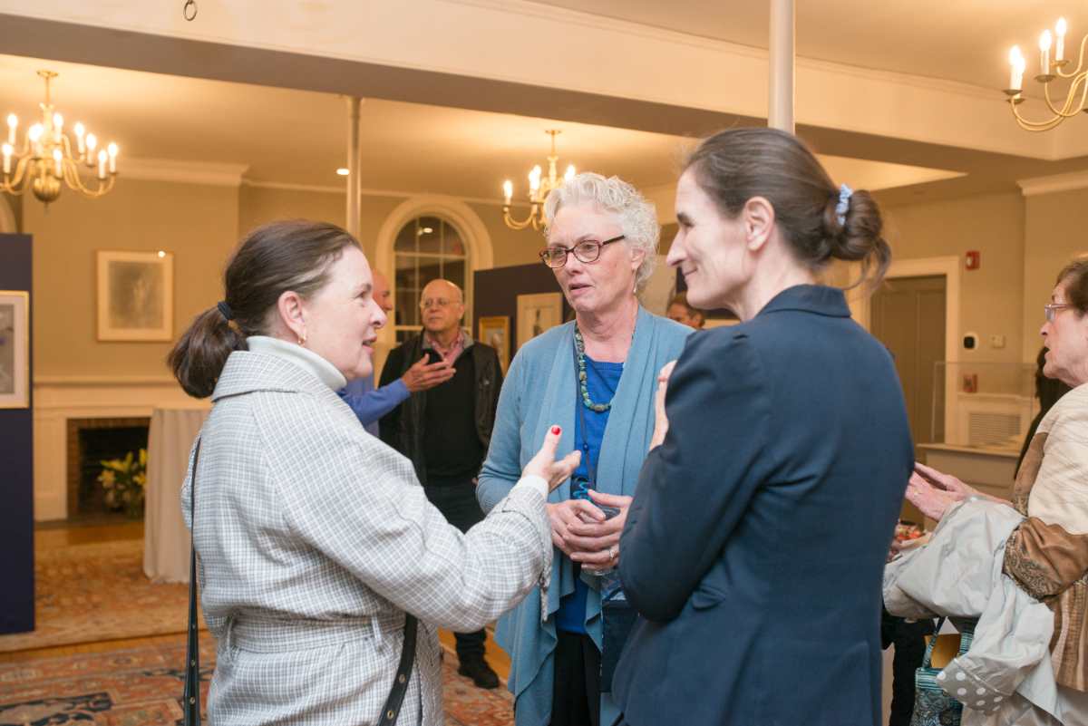 L to R HLCT Board Members Martha Falvey and Eileen McIntyre with host for the evening event, Hingham Historical Society_s Deirdre Anderson